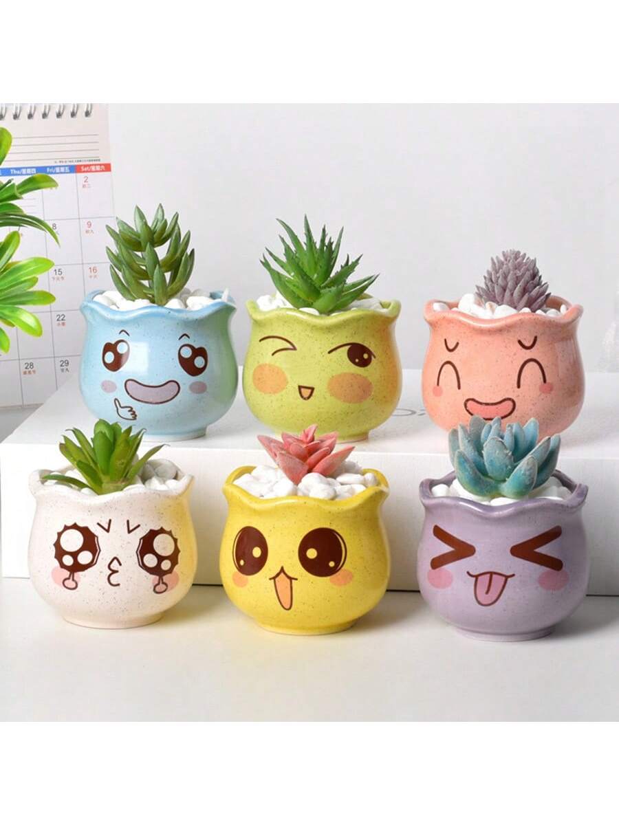 Conjunto de 6 Vasos de Cerâmic - Echeveria Succulent avaliação e preço